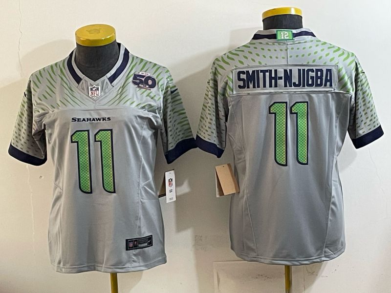 Youth Seattle Seahawks #11 Smith-Njigba Grey 5th generations 2026 Nike Limited NFL Jersey style 02